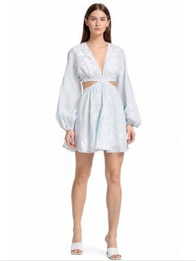 NWT A.L.C. Irene Blue Embroidered Mini Dress